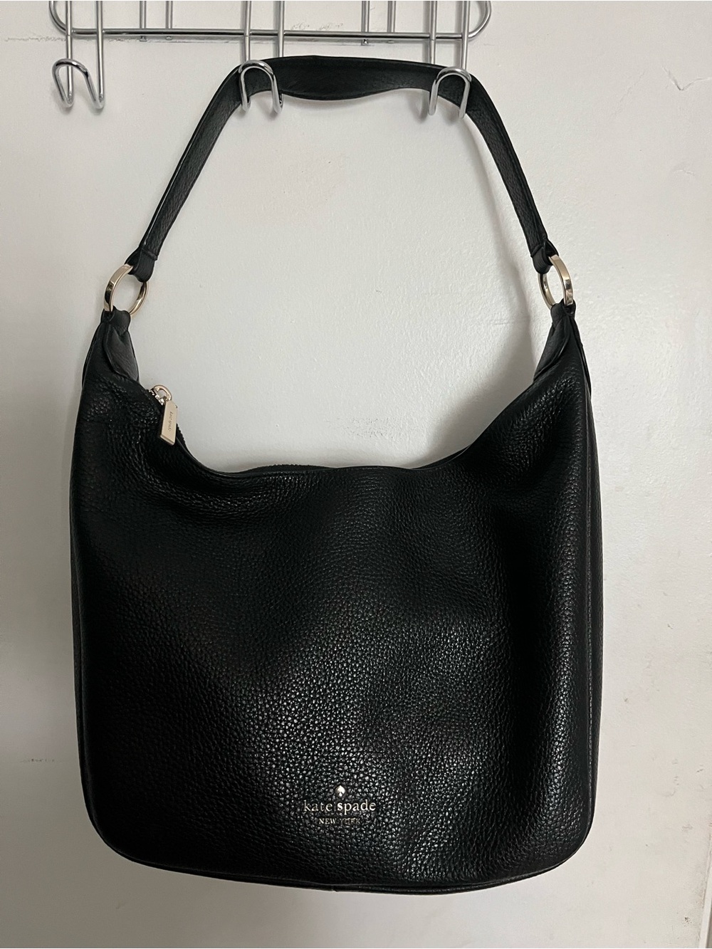 kate spade Black Pebbled Leather Shoulder Hobo